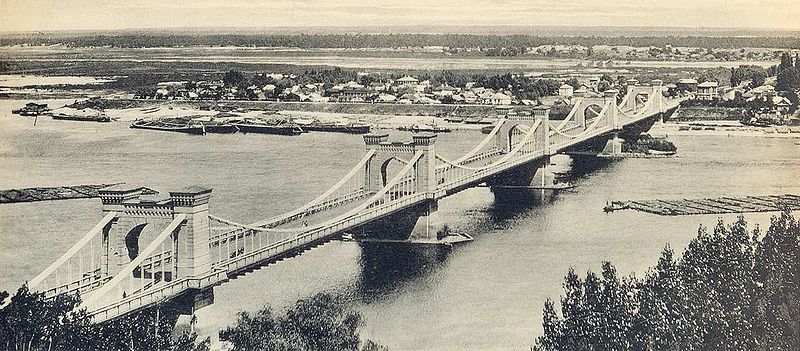 Николаевский цепной мост и Предмостная слободка, до 1898 года.