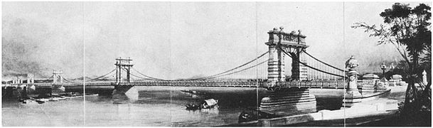 Эскиз Дж. Кука Борна Николаевского моста, построенного британским инженером Чарльзом Виньолем, 1847 г. 